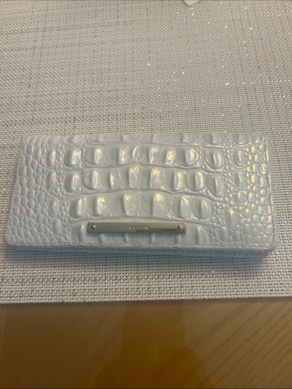 NWOT Brahmin White Croc-Embossed Leather Continental Wallet